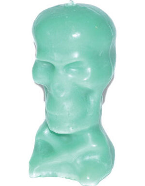 5 1/2" Green Skull candle
