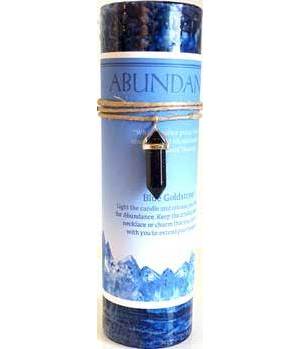 Abundance Pillar Candle with Blue Sandstone Pendant