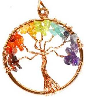 7 Chakra Tree of Life pendant copper