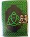 black/ green Triquetra leather blank book w/ latch